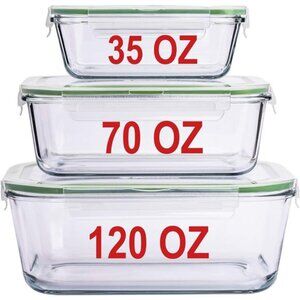 X-LARGE Glass Food Storage Containers with Lids Baking Dish Set Glass Storage